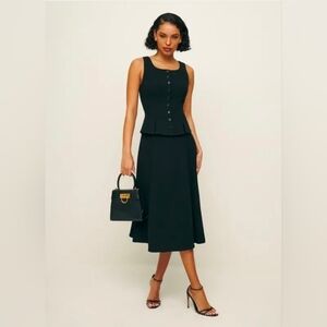Reformation Black 2-Piece Set - Vest & Midi Skirt - Size 12